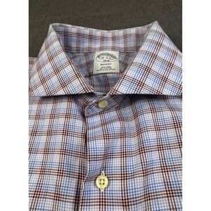 Brooks‎ Brothers 1818 Regent Plaid Dress Shirt Mens 16-4/5 Non-Iron All Cotton